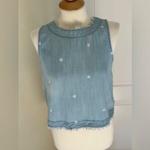 Cloth & Stone Chambray Polka Dot Tank Small | Soft Denim Coastal Cowgirl Top